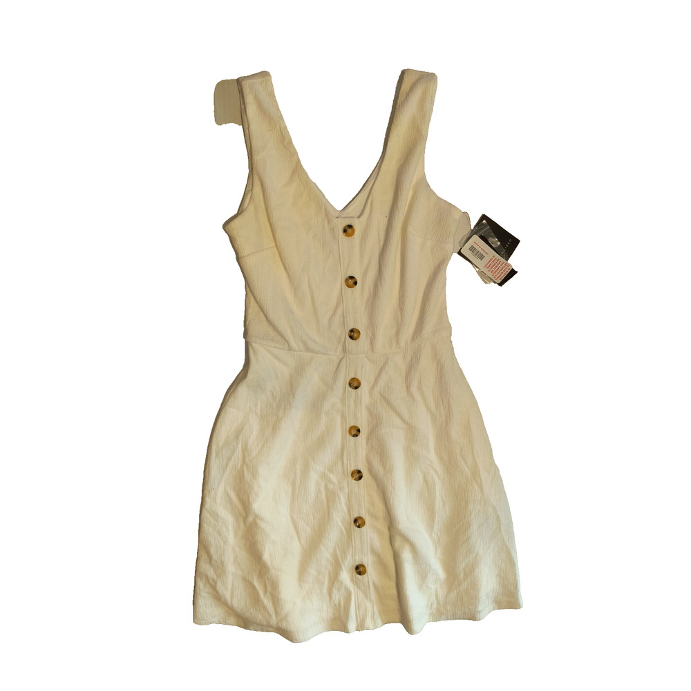 San Franco Women’s White Sleeveless Button Front Flared Dress Size S - Picture 3 of 6